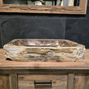 FOSSIL WOOD Waschbecken Nr. 23 - 82 x 44 x 15 cm