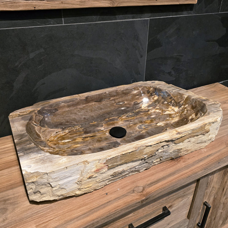 FOSSIL WOOD Waschbecken Nr. 23 - 82 x 44 x 15 cm