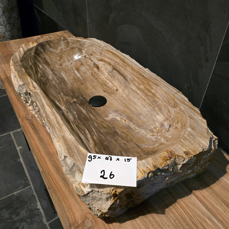 FOSSIL WOOD Waschbecken Nr. 26 - 95 x 47 x 15 cm