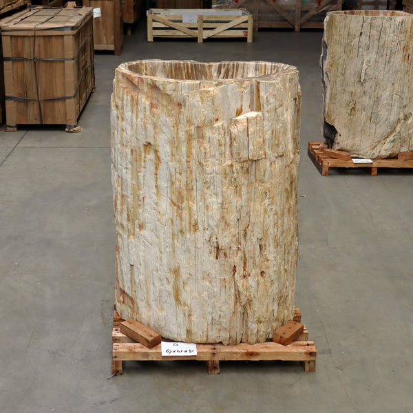 C-ZAKYNTHOS wastafel op voet versteend hout 47 x 40 x 91 cm