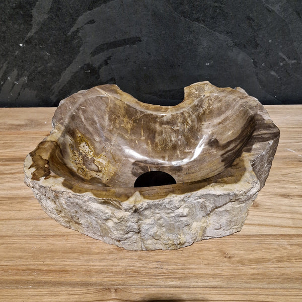 Aufsatzwaschbecken aus versteinertem Holz | Unikate | Naturstein | 30-40 cm