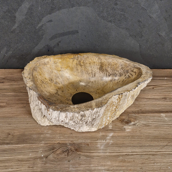 Aufsatzwaschbecken aus versteinertem Holz | Unikate | Naturstein | 30-40 cm