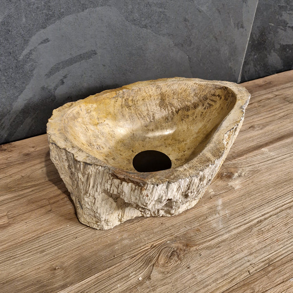 Aufsatzwaschbecken aus versteinertem Holz | Unikate | Naturstein | 30-40 cm