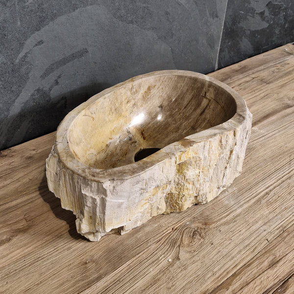 Aufsatzwaschbecken aus versteinertem Holz | Unikate | Naturstein | 30-40 cm
