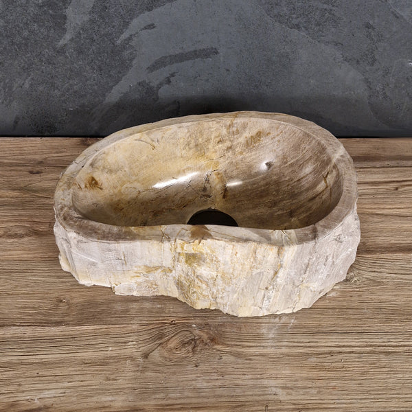 Aufsatzwaschbecken aus versteinertem Holz | Unikate | Naturstein | 30-40 cm