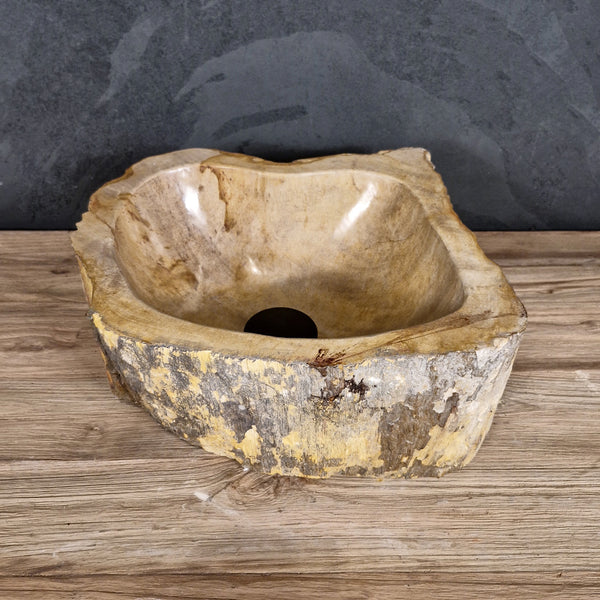 Aufsatzwaschbecken aus versteinertem Holz | Unikate | Naturstein | 30-40 cm