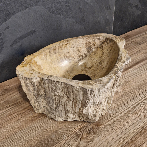 Aufsatzwaschbecken aus versteinertem Holz | Unikate | Naturstein | 30-40 cm