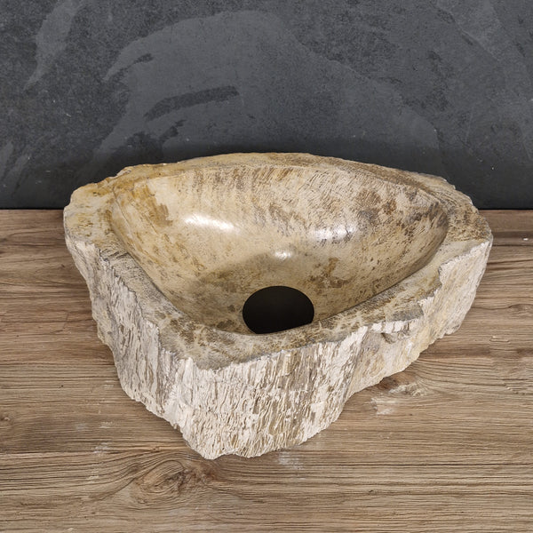 Aufsatzwaschbecken aus versteinertem Holz | Unikate | Naturstein | 30-40 cm