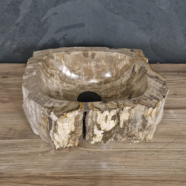 Aufsatzwaschbecken aus versteinertem Holz | Unikate | Naturstein | 30-40 cm