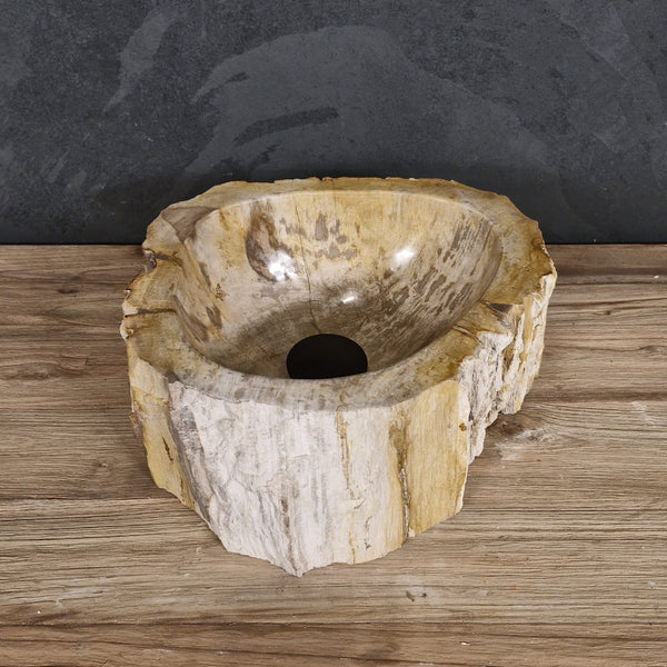 Aufsatzwaschbecken aus versteinertem Holz | Unikate | Naturstein | 30-40 cm