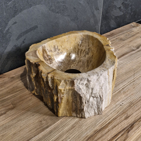 Aufsatzwaschbecken aus versteinertem Holz | Unikate | Naturstein | 30-40 cm