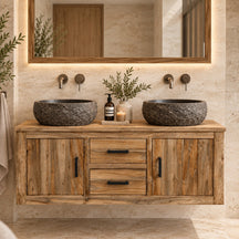 Wandhangkast badkamer | Massief hout van gerecycled teak