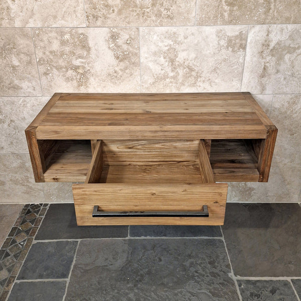 Hangkast voor badkamer | Gerecycled teakhout | Natuurlijke wandmontage | Model 1