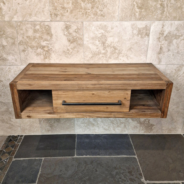 Hangkast voor badkamer | Gerecycled teakhout | Natuurlijke wandmontage | Model 1