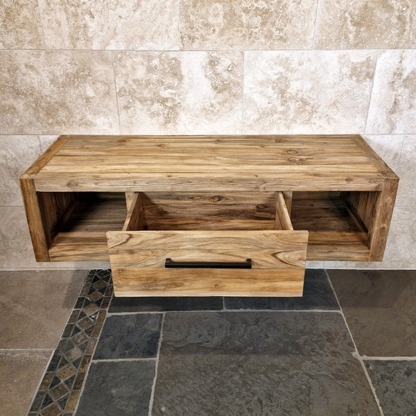 Hangkast voor badkamer | Gerecycled teakhout | Natuurlijke wandmontage | Model 1