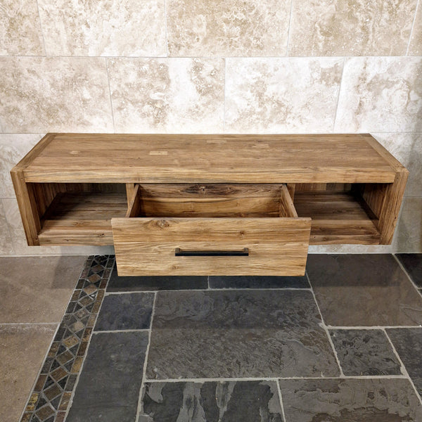 Hangkast voor badkamer | Gerecycled teakhout | Natuurlijke wandmontage | Model 1