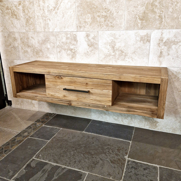 Hangkast voor badkamer | Gerecycled teakhout | Natuurlijke wandmontage | Model 1