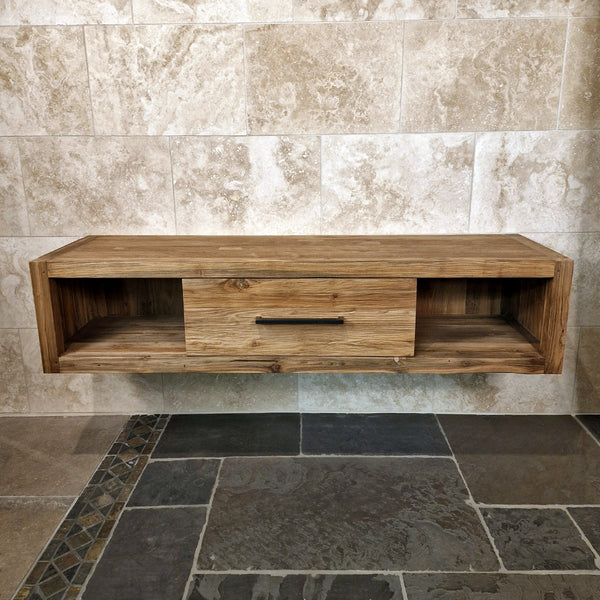 Hangkast voor badkamer | Gerecycled teakhout | Natuurlijke wandmontage | Model 1