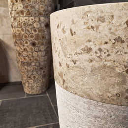 Standwaschbecken | Beige Marmor | 90 x 40 cm - Badgestaltung