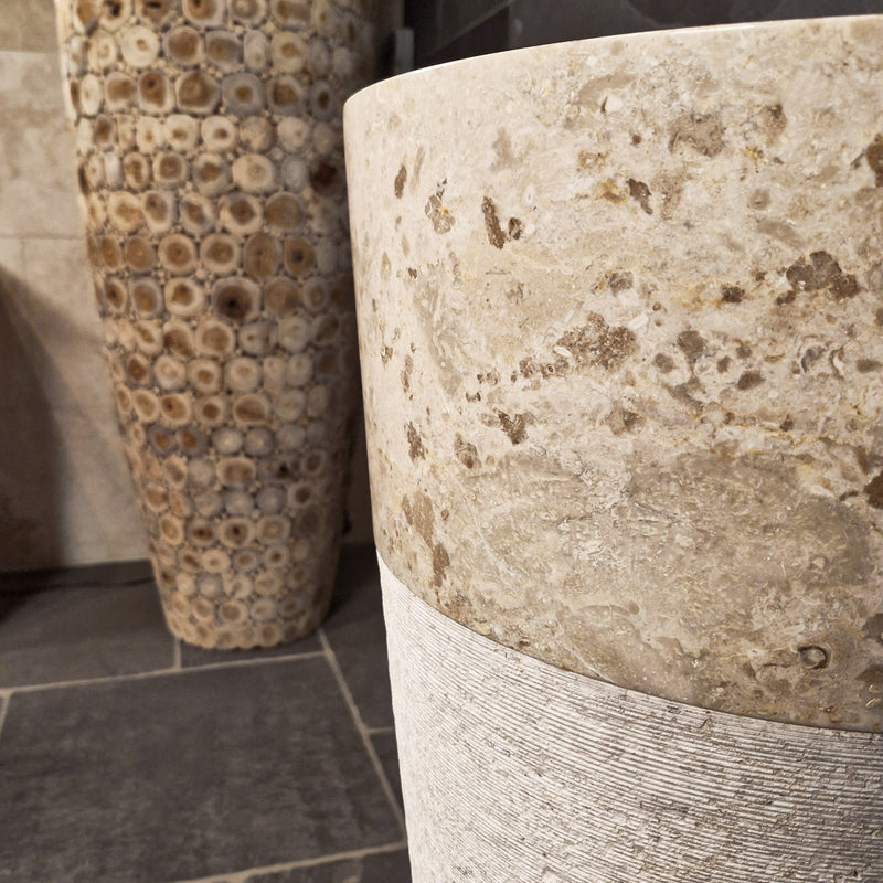 Standwaschbecken | Beige Marmor | 90 x 40 cm