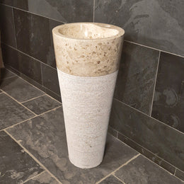 Standwaschbecken | Beige Marmor | 90 x 40 cm - Badgestaltung