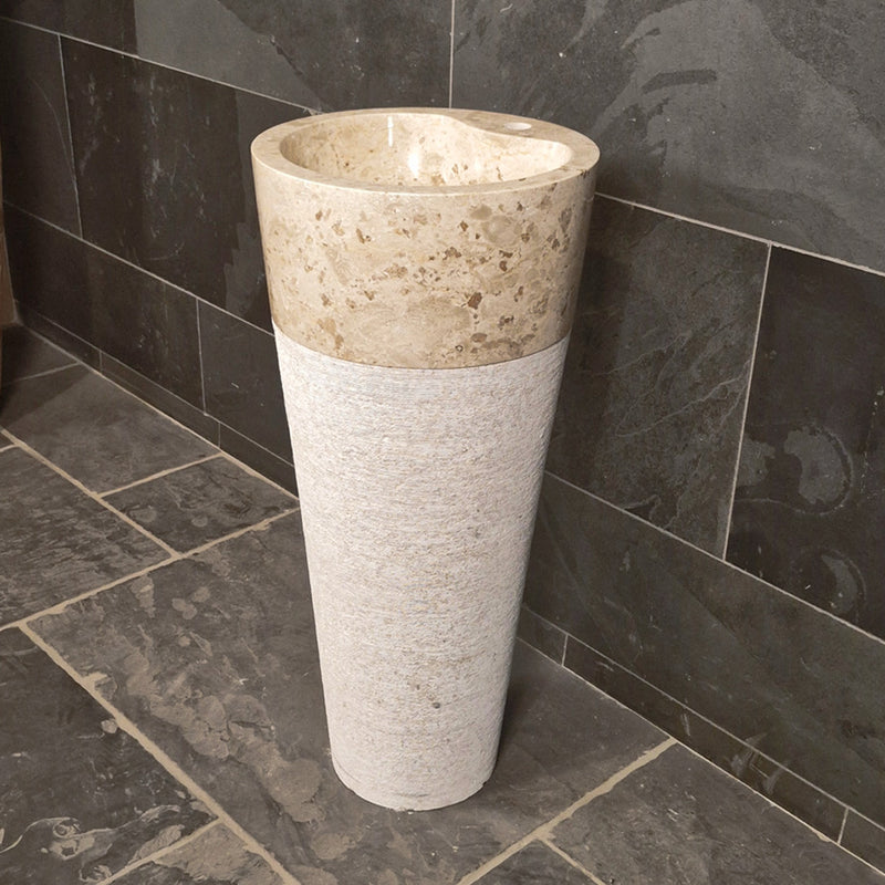Standwaschbecken | Beige Marmor | 90 x 40 cm - Badgestaltung