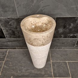Standwaschbecken | Beige Marmor | 90 x 40 cm - Badgestaltung