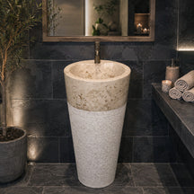 Standwaschbecken | Beige Marmor | 90 x 40 cm | Badgestaltung