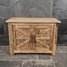 Lombok Badezimmer-Unterschrank aus Teak oder Altholz, 106x50x80 cm, stilvolle Badgestaltung mit natürlichem Holzdesign