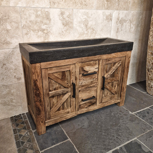 Wastafelonderkast van teakhout | Eenvoudig natuurlijk design