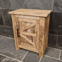 Lombok Badezimmerunterschrank aus Teak oder Altholz, 66x45x80cm, mit Ablagefläche und stilvollem Design für Badgestaltung.