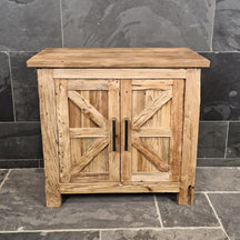 Lombok Badezimmerunterschrank aus Teakholz, 86x45x80 cm, mit stilvoller Holzoptik und modernem Design für Badgestaltung