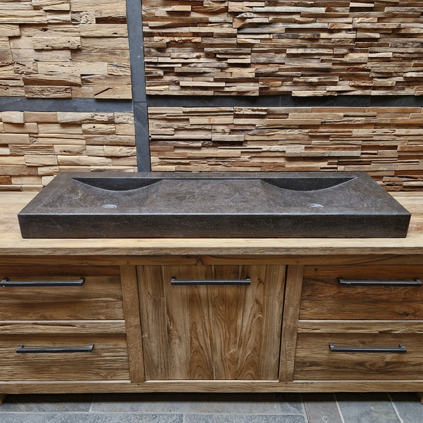 Dubbele wastafel | Hardsteen glad | Natuursteen | Diverse afmetingen