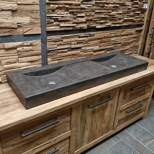 Dubbele wastafel | Hardsteen glad | Natuursteen | Diverse afmetingen