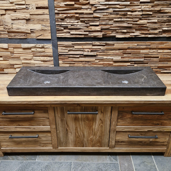 Dubbele wastafel | Hardsteen glad | Natuursteen | Diverse afmetingen