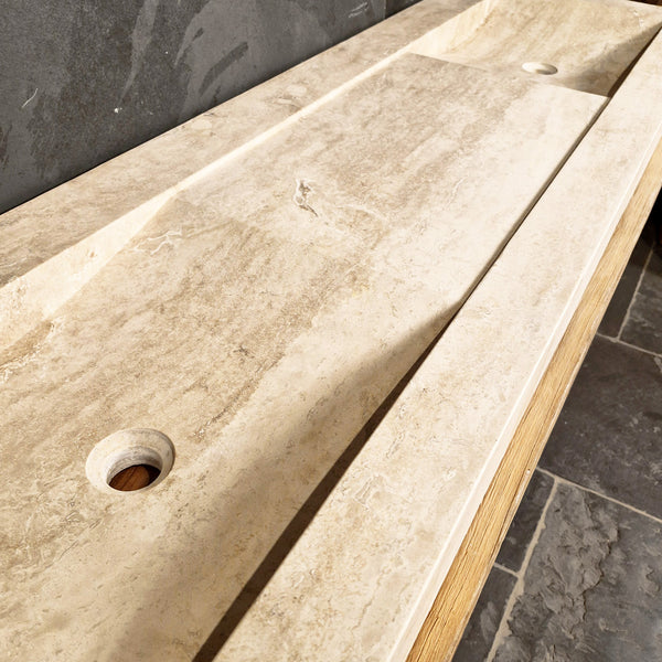 Doppelwaschtisch | Travertin glatt | Naturstein | Verschiedene Größen