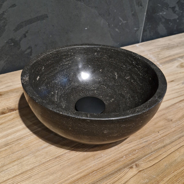 Rundes Aufsatzwaschbecken | Blaustein glatt | Naturstein | Verschiedene Größen