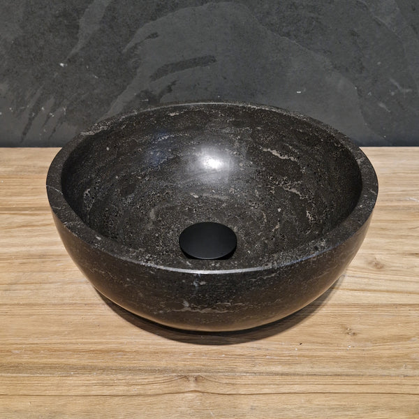 Rundes Aufsatzwaschbecken | Blaustein glatt | Naturstein | Verschiedene Größen