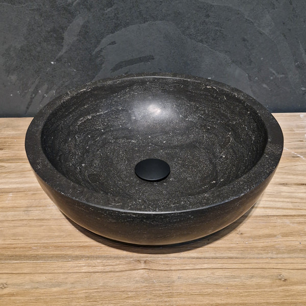 Rundes Aufsatzwaschbecken | Blaustein glatt | Naturstein | Verschiedene Größen