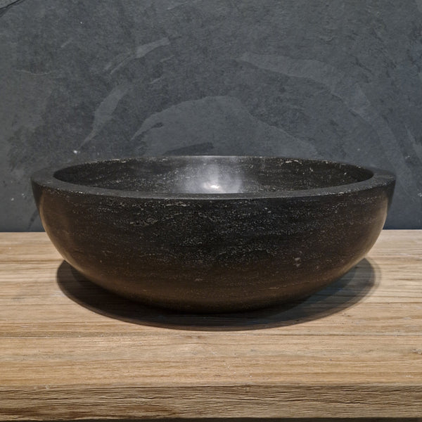 Rundes Aufsatzwaschbecken | Blaustein glatt | Naturstein | Verschiedene Größen