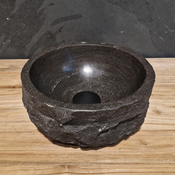 Rundes Aufsatzwaschbecken | Blaustein grob | Naturstein | Verschiedene Größen