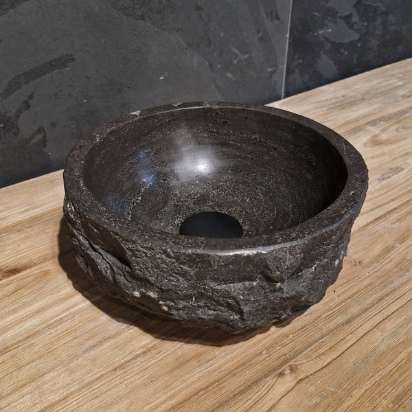 Rundes Aufsatzwaschbecken | Blaustein grob | Naturstein | Verschiedene Größen
