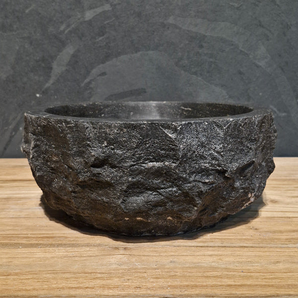 Rundes Aufsatzwaschbecken | Blaustein grob | Naturstein | Verschiedene Größen