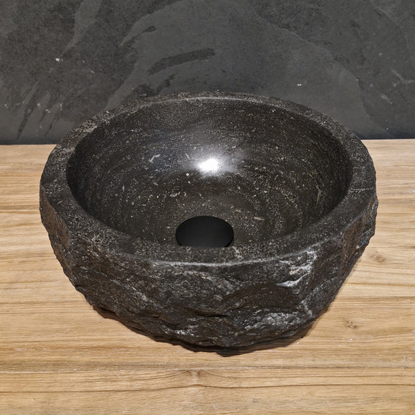 Rundes Aufsatzwaschbecken | Blaustein grob | Naturstein | Verschiedene Größen