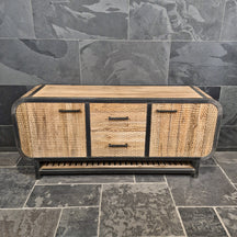 Badezimmer-Unterschrank im Retro-Stil aus recyceltem Teakholz, Metal Look Modell 6, mit stilvollem Design und funktionalem Stauraum