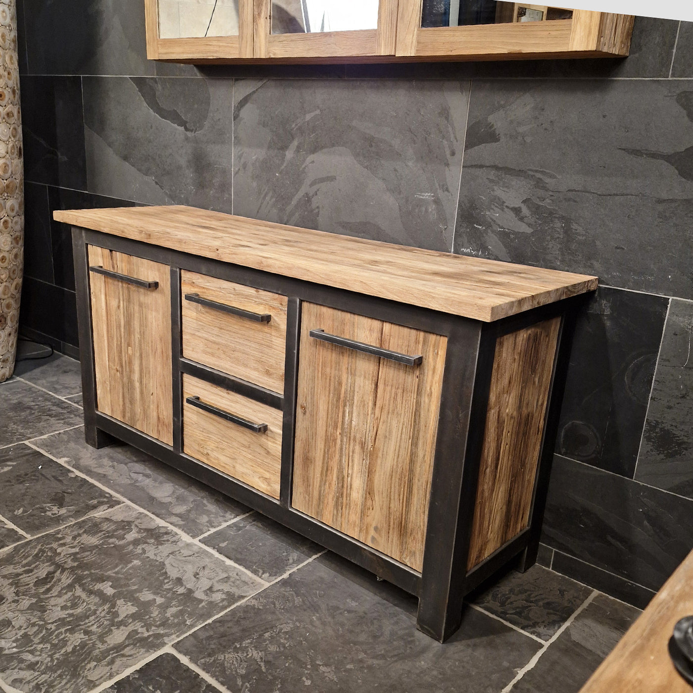 Massiver Teakholz-Unterschrank für Badezimmer, Modell 8, mit stilvoller Badgestaltung von Metal Look, 156x50x80cm