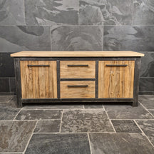 Massiver Bad-Unterschrank aus Teakholz von Metal Look, Modell 8, mit den Maßen 186x55x80 cm, für stilvolle Badezimmergestaltung