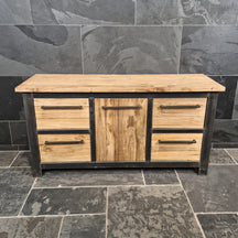 Moderner Badunterschrank aus Teakholz von Metal Look, 156x50x80cm, nachhaltiges Badmöbel für zeitlose Badgestaltung