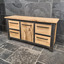 Moderner Badunterschrank aus Teakholz von Metal Look, 156x50x80cm, nachhaltiges und zeitloses Design für Badgestaltung