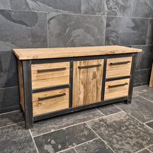 Badunterschrank aus Teak von Metal Look, nachhaltiges Badmöbel in verschiedenen Größen, modernes Design, Modell 9